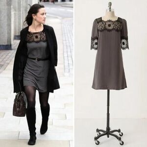 Lil Black 100% Silk Lace Detail Dress N245-44